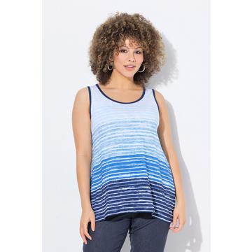 Top dal taglio svasato e smanicato con righe a gradiente e scollo a girocollo