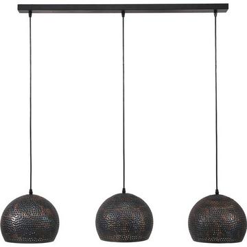 Lampe suspendue 3x 25x25 punch ball brun noir