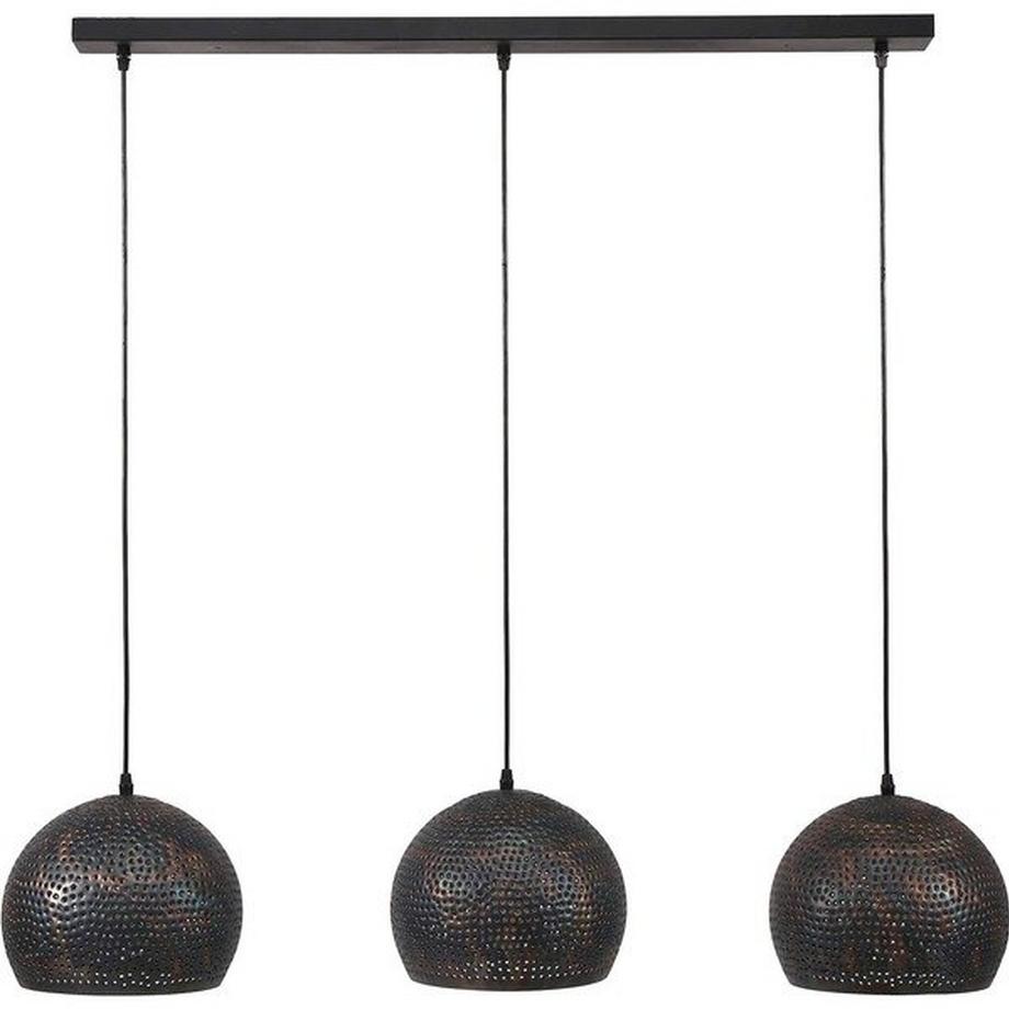 Lampe suspendue 3x 25x25 punch ball brun noir