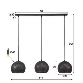 mutoni Hängelampe 3x 25x25 Punsch Kugel -  