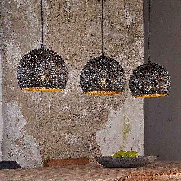 mutoni Lampada a sospensione 3x 25x25 punchball marrone-nero  