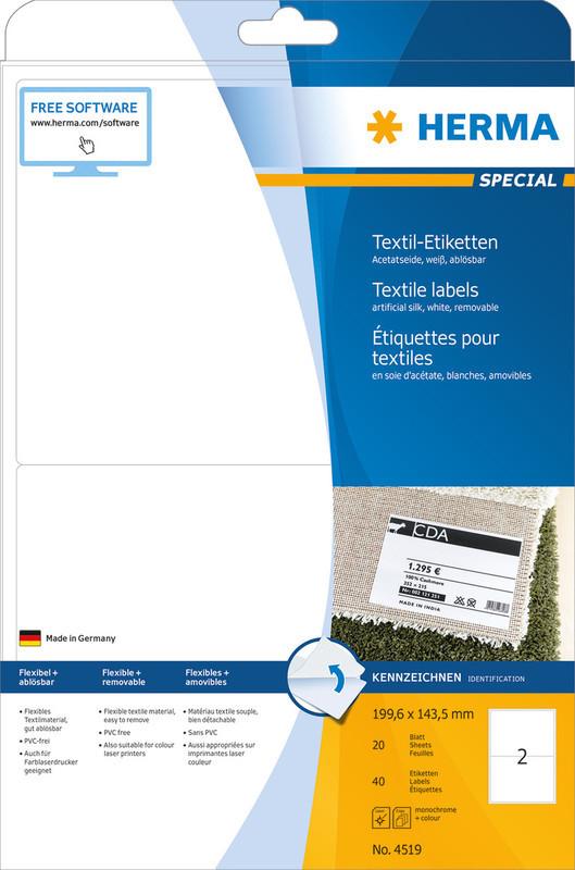 HERMA Étiquette textile soie 199.6x143.5mm 40 pièces/pack  