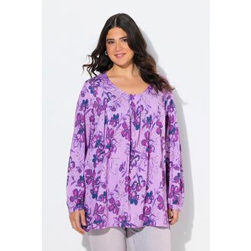 Maglia dal taglio svasato con pieghe decorative, scollo rettangolare e maniche lunghe