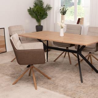 Calicosy Set di 2 sedie beige con decorazione in legno L63 cm - Logan  