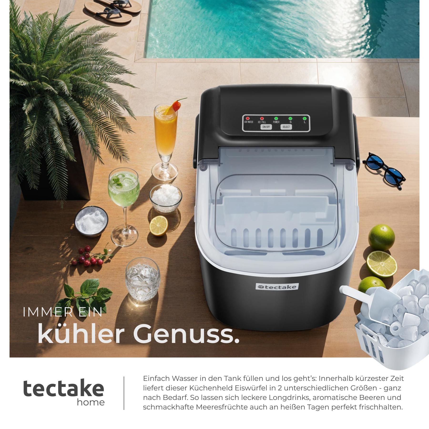 Tectake Eiswürfelmaschine Arctic, 1,2 l, 2 Eiswürfelgrössen  