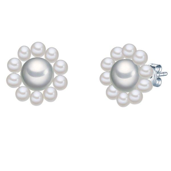 Valero Pearls  Femme Puce d'oreille en perle Fleur 