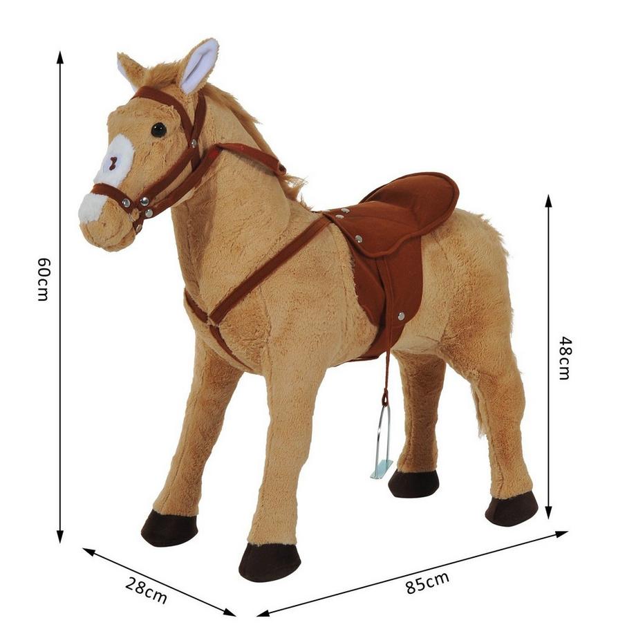 Northio  Schaukelpferd Reitpferd Spielpferd Plüschpferd Für Kinder Stehpferd Mit Sound Beige 85 X 28 X 60 Cm 