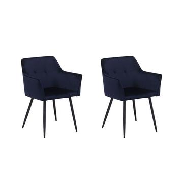 Lot de 2 chaises de salle à manger en Velours Moderne JASMIN