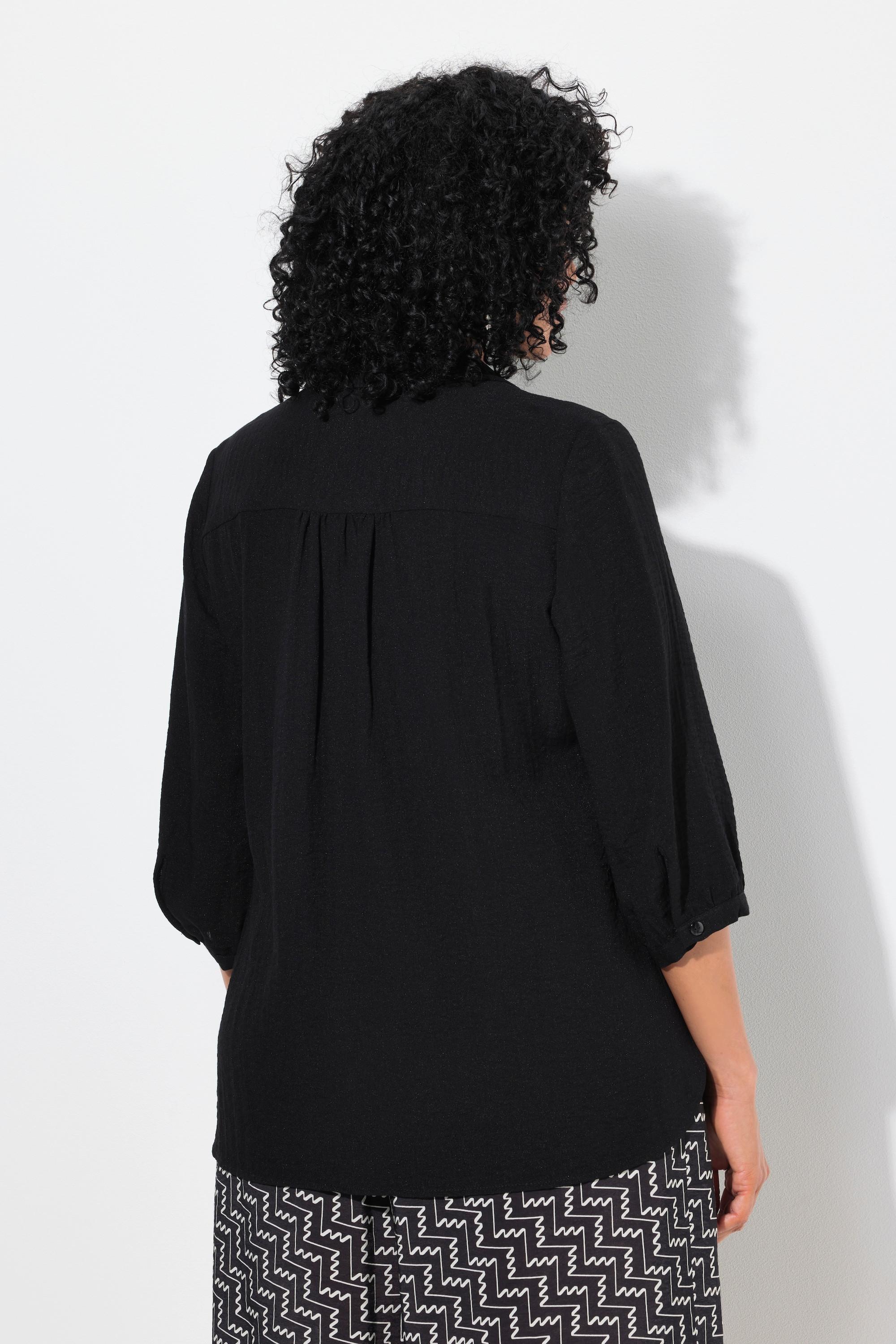 Ulla Popken Hemdbluse Leinenoptik A-Linie 3/4 Arm  