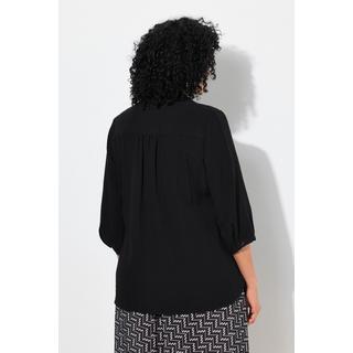 Ulla Popken Hemdbluse Leinenoptik A-Linie 3/4 Arm  