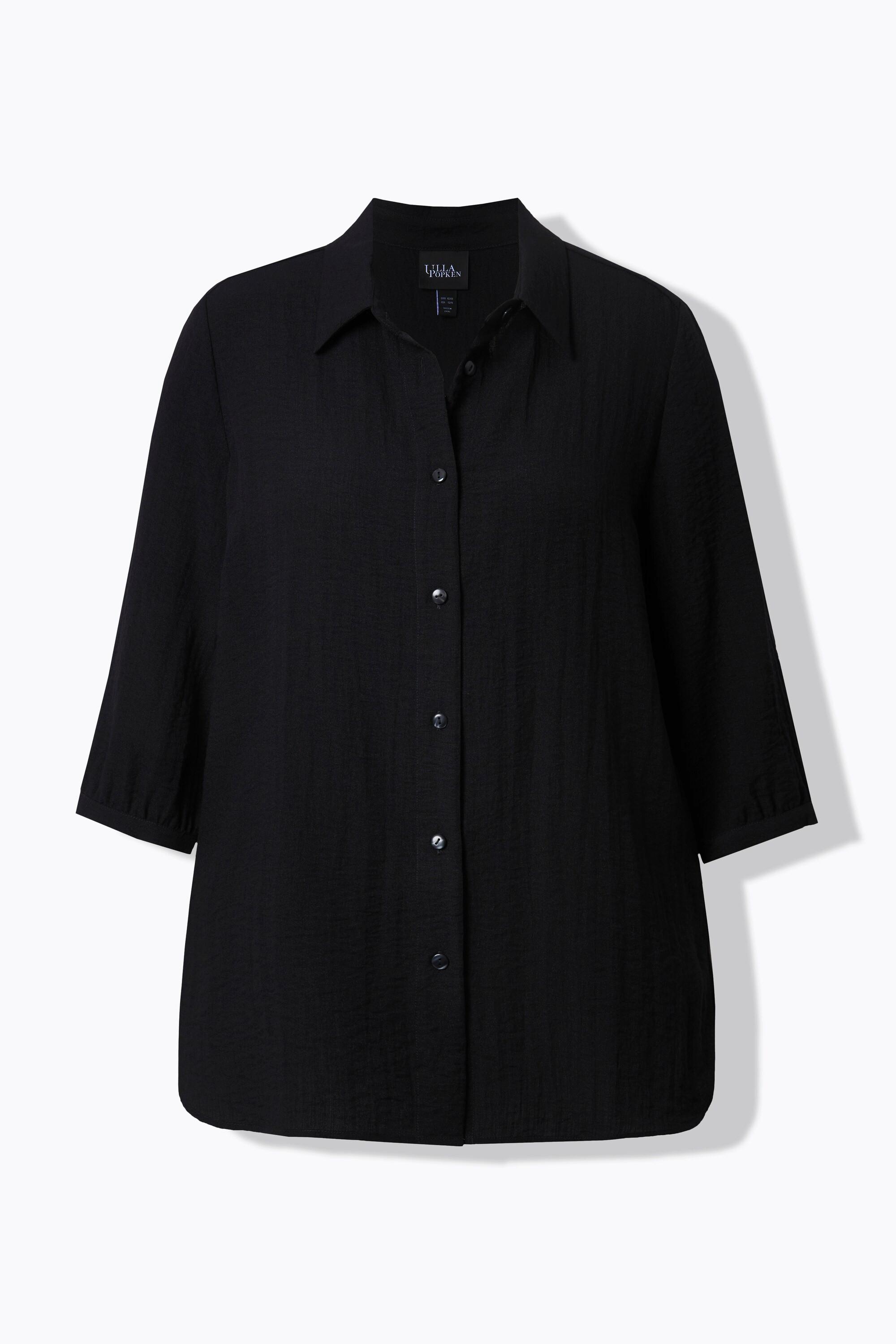 Ulla Popken Hemdbluse Leinenoptik A-Linie 3/4 Arm  