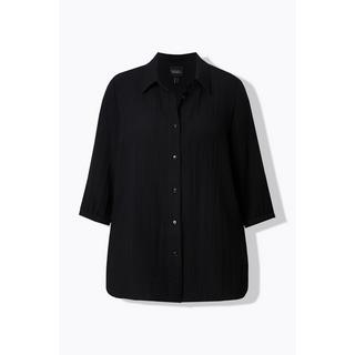 Ulla Popken Hemdbluse Leinenoptik A-Linie 3/4 Arm  