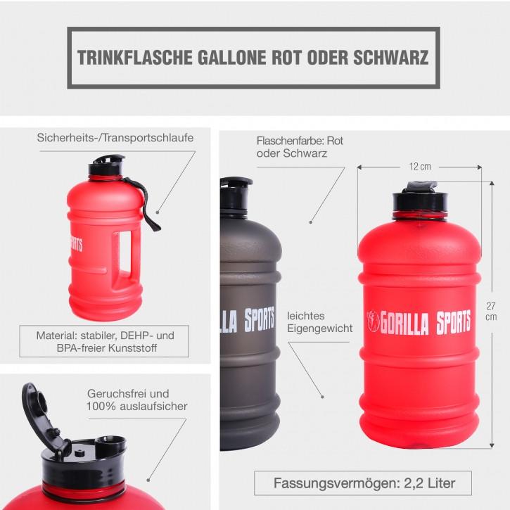 Gorilla Sports  BIDON GRANDE CAPACITÉ 2200 ML | MUSCULATION ET CROSS TRAINING | COLORIS AU CHOIX 