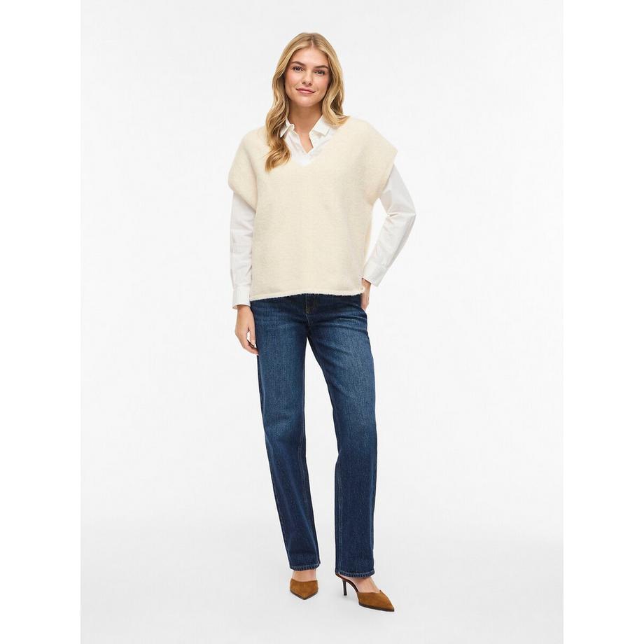 VILA Kurzarm Pullover V-Ausschnitt  
