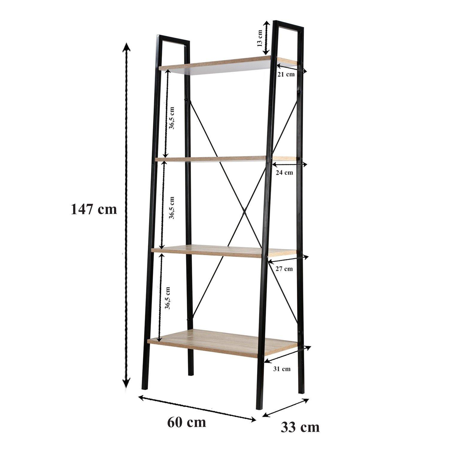 Casâme Aufbewahrungsregal mit 4 Ebenen im Industrial-Stil - L60 cm  