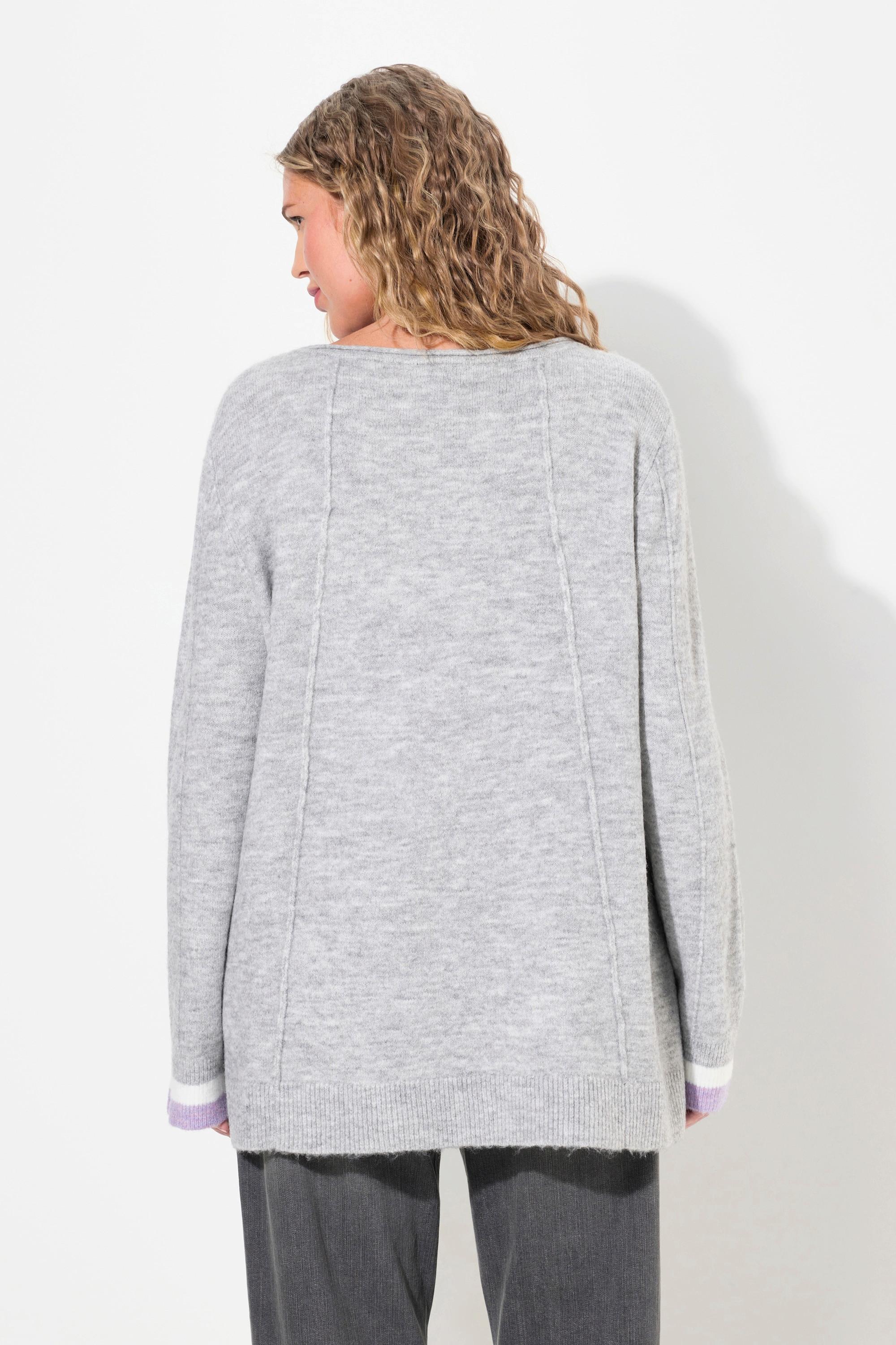 Ulla Popken  Pullover, Enjoy, Rundhals, Rollkante, Langarm 