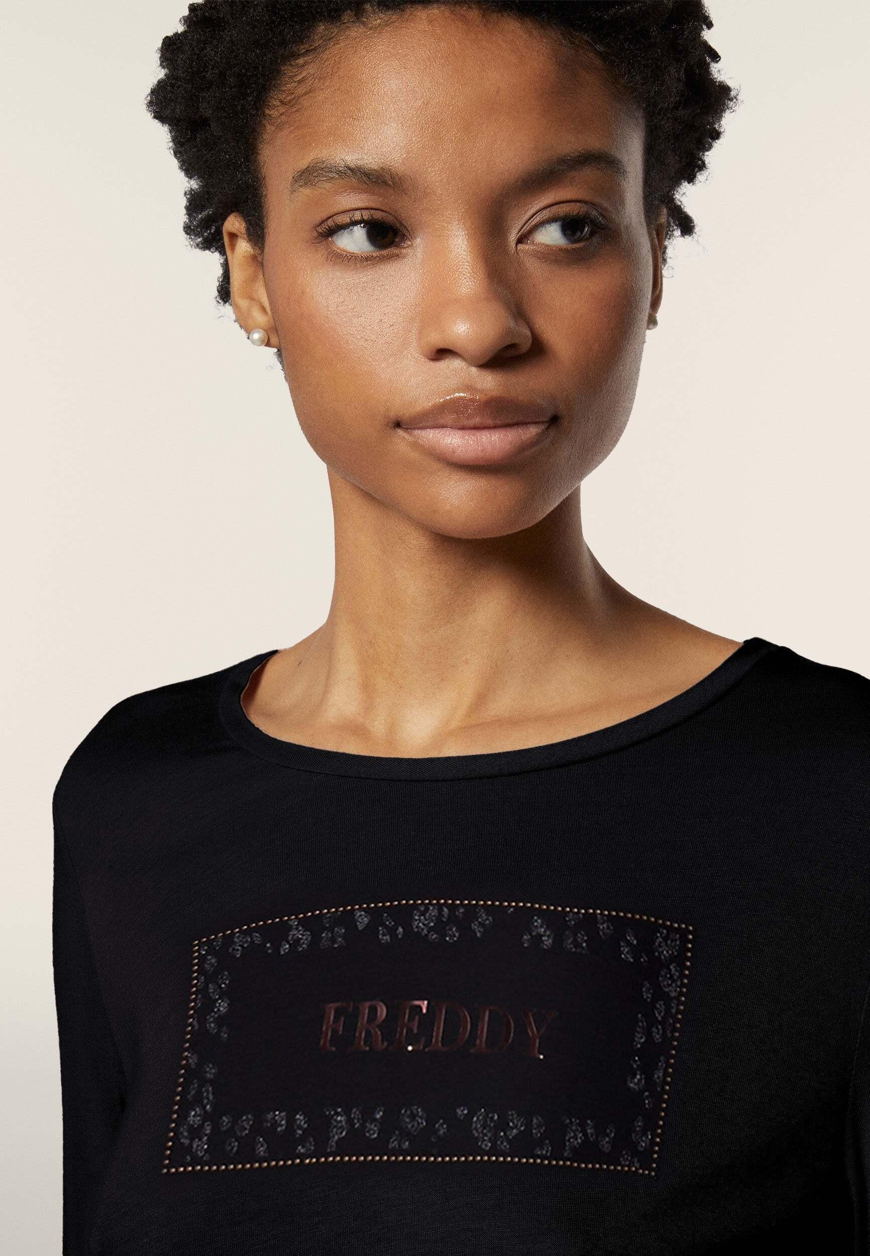 FREDDY Langarm T-Shirt mit Animal Print  