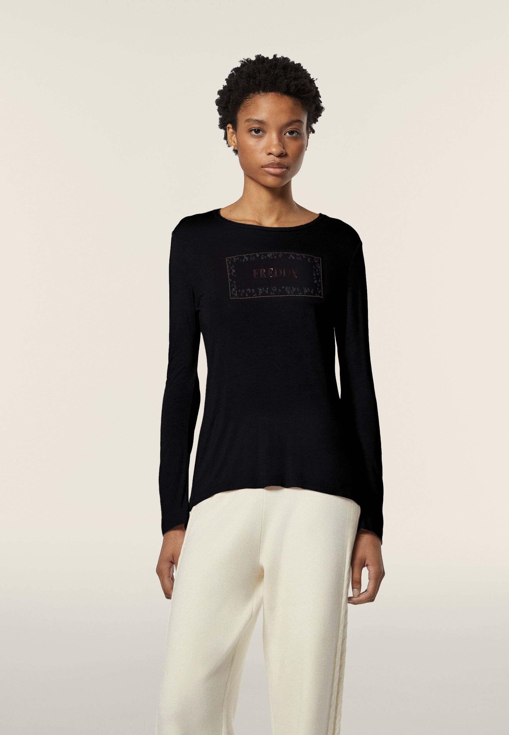 FREDDY Langarm T-Shirt mit Animal Print  