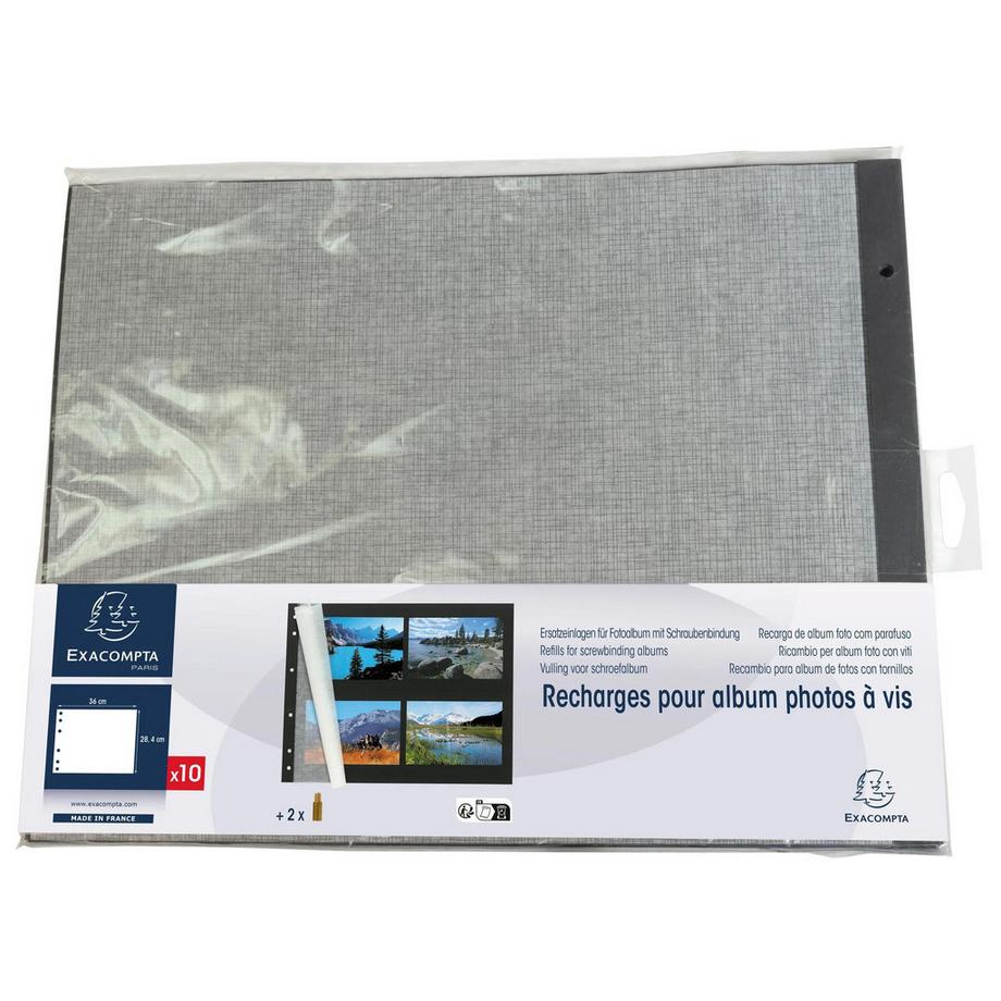 Exacompta Sachet de 10 Recharges pour album à vis pages noires - 29x37 cm - x 3  