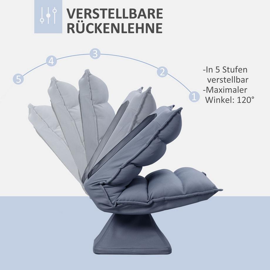 Northio Bodensofa Bodenstuhl Mit Verstellbarer Lehne, Drehbarer Meditationsstuhl, Relaxsessel, Mikrofasertuch, Grau, 62X62X95 Cm  