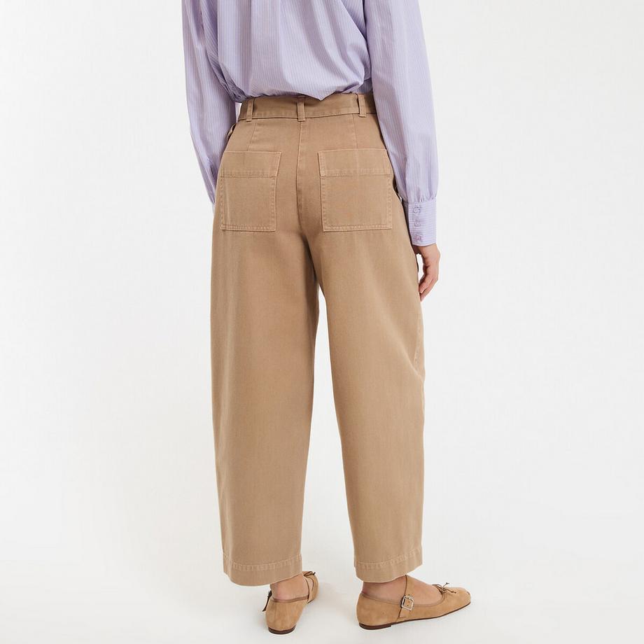 La Redoute Collections Pantalon Large Coupe Barrel avec Ceinture  