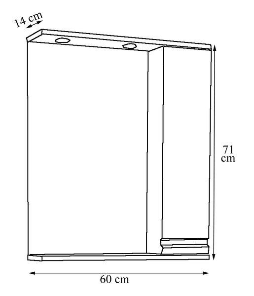 VCM Badspiegel Wandspiegel Breite 60 cm Hängespiegel Spiegelschrank Badezimmer Drehtür grifflos Beleuchtung Silora L  