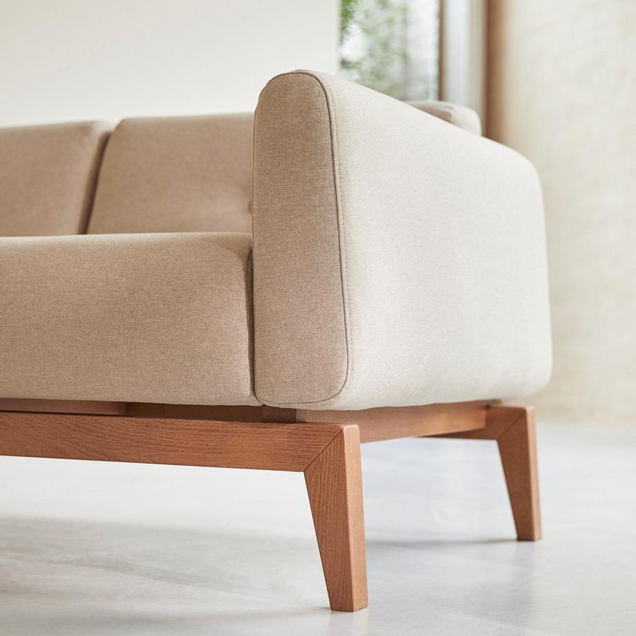 Tikamoon Divano in legno di quercia massello e tessuto écru 2 posti Bjorn  