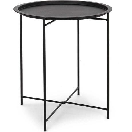 mutoni Table d'appoint de jardin Wissant rond 46x46 noir  