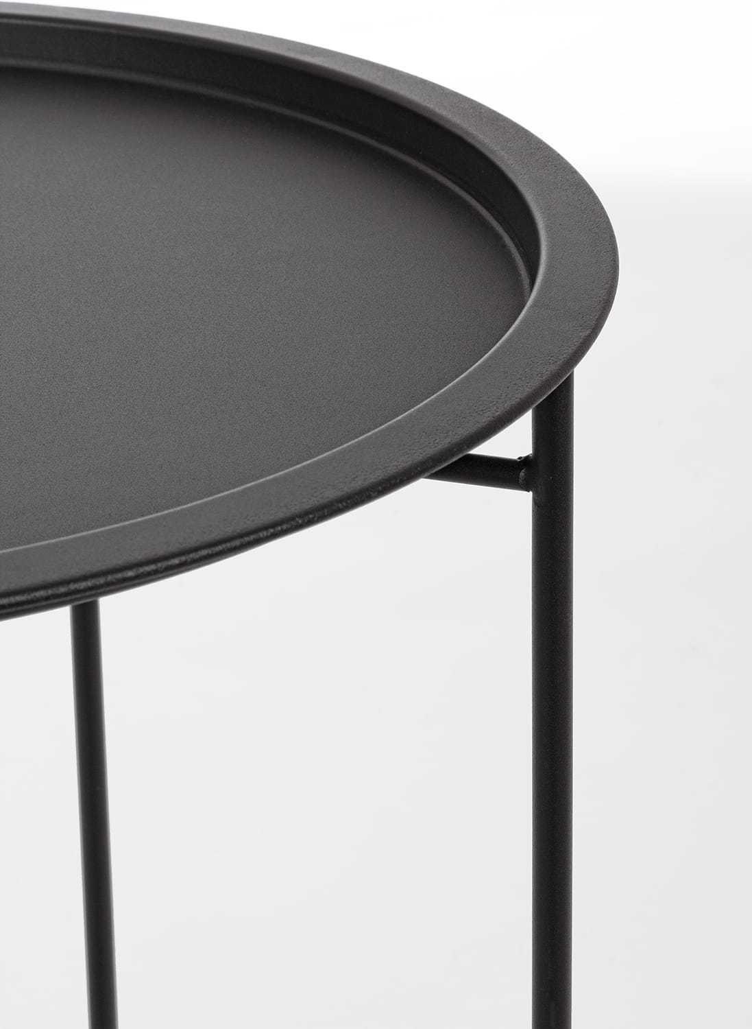 mutoni Table d'appoint de jardin Wissant rond 46x46 noir  