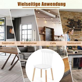 Northix 4er Set Esszimmerstühle mit Spindelrückenlehnen & Gebogenen Sitzen Armlose Stühle Weiß  