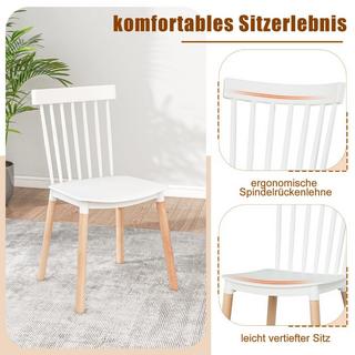 Northix 4er Set Esszimmerstühle mit Spindelrückenlehnen & Gebogenen Sitzen Armlose Stühle Weiß  