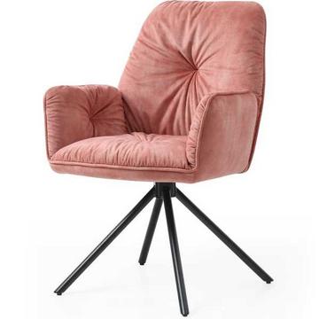 Fauteuil en velours velours avec fonction pivotante rose