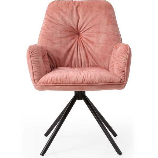 mutoni Fauteuil en velours velours avec fonction pivotante rose  