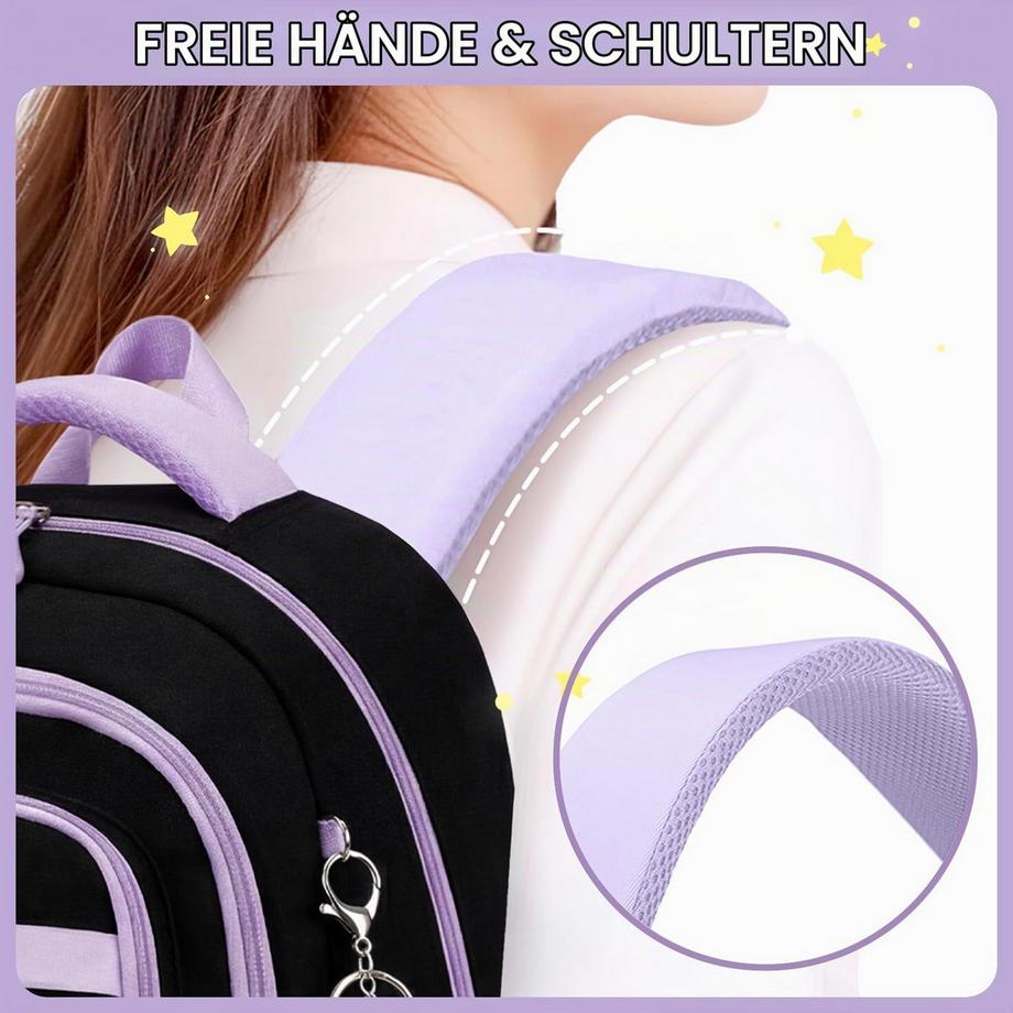 Only-bags.store Sac à Dos Scolaire Léger avec Appliqués Étoilés  