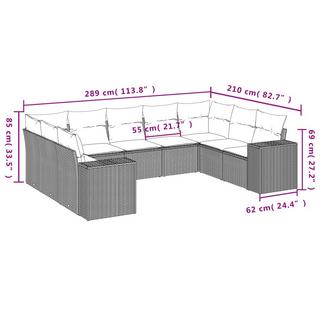 VidaXL Ensemble de canapés de jardin rotin synthétique  