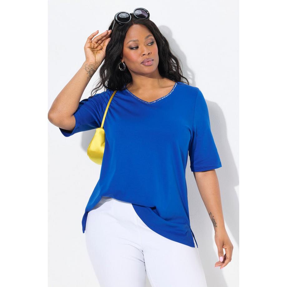 Ulla Popken T-Shirt Linea A Scollo a V Mezza Manica  