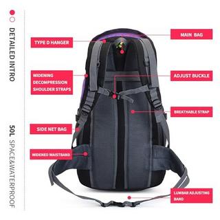 Only-bags.store Sac à dos de randonnée léger et imperméable de 50l, sac de voyage pour Sports de plein air, pour l'escalade, le Camping et les voyages  