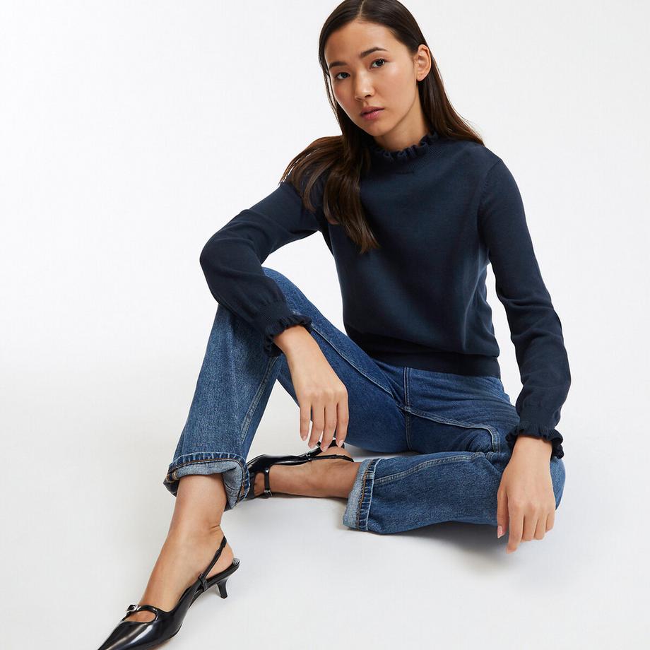 La Redoute Collections Pull Col Montant Volanté Manches Longues  