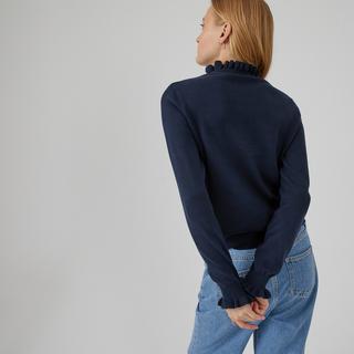 La Redoute Collections  Pullover mit gerüschtem Stehkragen und langen Ärmeln 