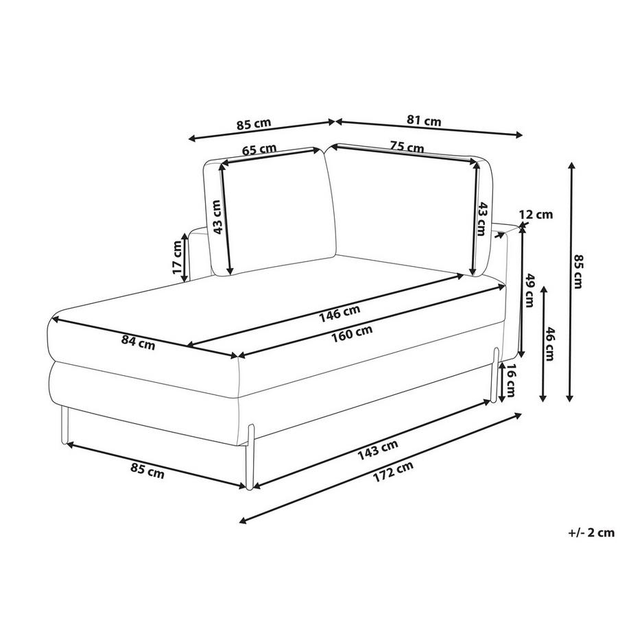 Beliani Chaise longue côté droit en Cuir PU Industriel REBAIS  