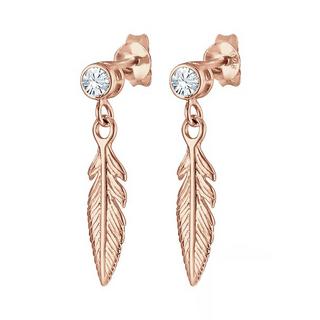 Elli  Ohrringe Feder Boho Mit Kristallen 