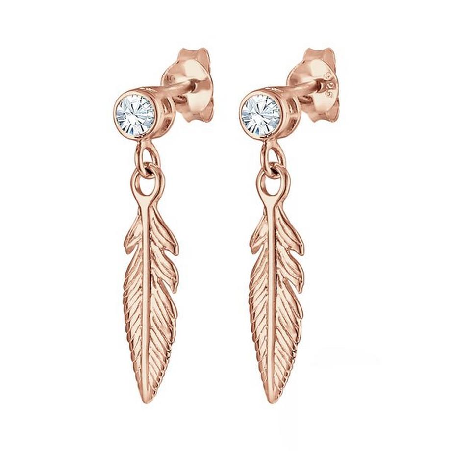 Elli  Ohrringe Feder Boho Mit Kristallen 