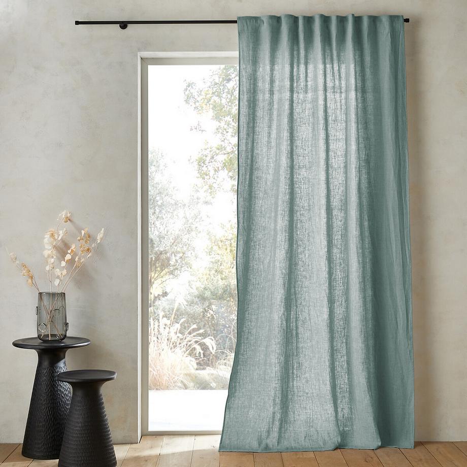 AM.PM  Rideau lin lavé ruflettes 