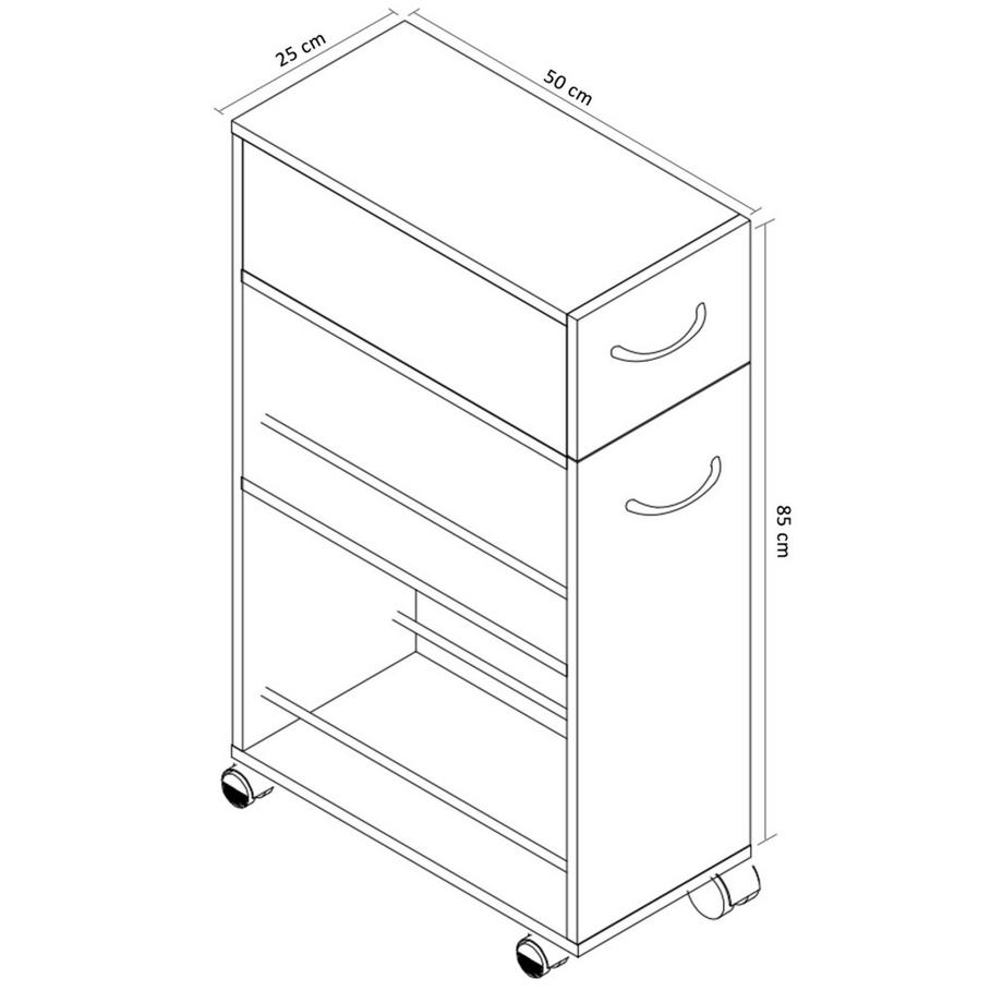 VCM Küchenwagen Servierwagen Rollwagen Nischenschrank rollbar Rollen Tusal Schublade  