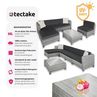 Tectake Salon bas de jardin AMY 5 places rembourrage de 10 de cm avec 2 sets de housses  