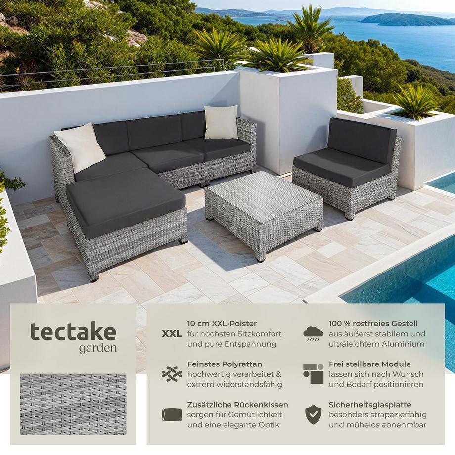 Tectake Canapé de jardin lounge en rotin  avec cadre en aluminium  