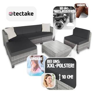 Tectake Salon bas de jardin AMY 5 places rembourrage de 10 de cm avec 2 sets de housses  