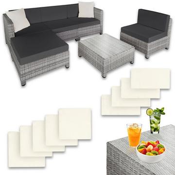 Salon bas de jardin AMY 5 places rembourrage de 10 de cm avec 2 sets de housses