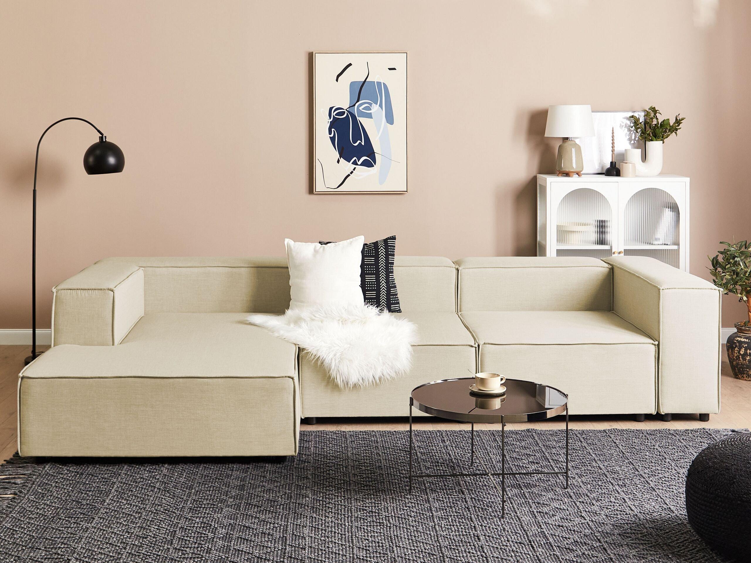 Beliani Chaiselongue aus Leinen Modern APRICA  