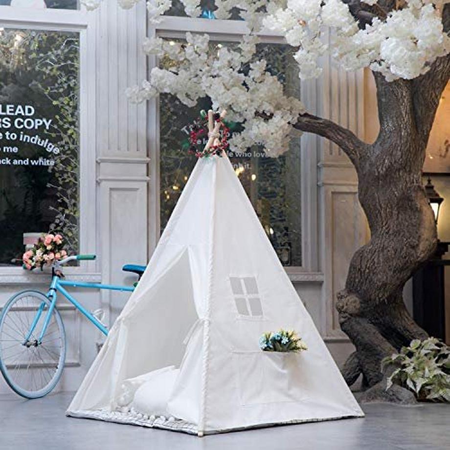 Activity-board  Tente tipi pour enfants, tente de jeu indienne classique pour enfants, maison de jeu pliable pour intérieur ou extérieur, tentes pour enfants en coton pour filles et garçons avec sac de transport 